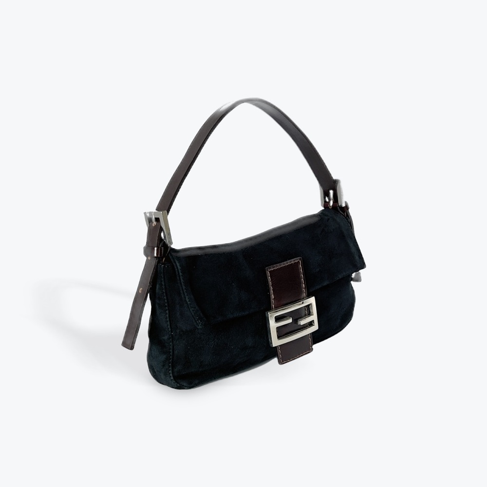 Authentic Fendi Black Suede Baguette